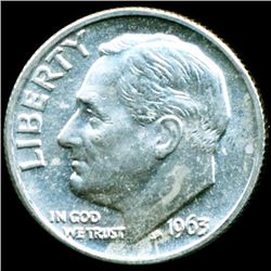 1963D FDR Silver 10c M65 Full Bands (COI-011812)