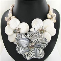 1120ct MOP Pearl & Crystal Necklace (JEW-003707)