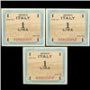 Image 1 : 1943 Italy Allied 1 Lira Note Set 3 Consecutive Crisp Unc (CUR-006529)