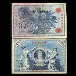 1908 Germany 100mk Note Hi Grade Scarce Red Serial (CUR-005667)