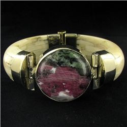 620ct Bone & Ruby Zosite Bangle Bracelet (JEW-003853)