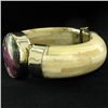 Image 2 : 620ct Bone & Ruby Zosite Bangle Bracelet (JEW-003853)