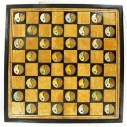 Hand Painted Marble Chess Set Wooden Drawer Box (CLB-001057)