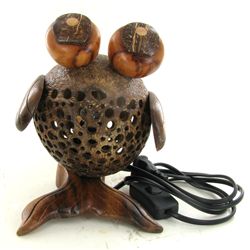 Coconut Shell Teak Fish Lamp (DEC-000679)