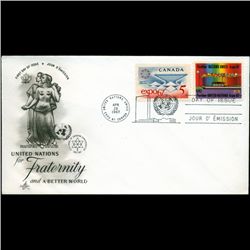 1967 UN First Day Pair RARE w/ Canada 5c Postal Cover (STM-002684)