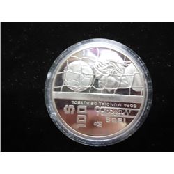 1985 MEXICO SILVER 100 PESOS FUTBOL PROOF