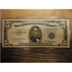 1953-A $5 SILVER CERTIFICATE BLUE SEAL