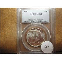 1964 KENNEDY HALF DOLLAR PCGS MS64