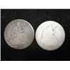 Image 1 : 1857 & 1877 SEATED LIBERTY HALF DOLLARS