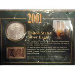 2001 AMERICAN SILVER EAGLE & STAMP SET (AS SHOWN)