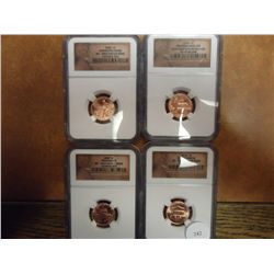 4 NGC LINCOLN CENT SLABS SEE DESCRIPTION