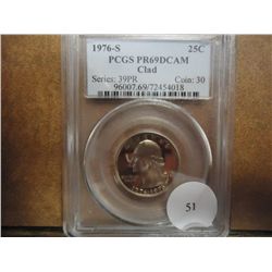 1976-S WASHINGTON QUARTER PCGS PR69 DCAM