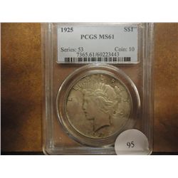 1925 PEACE SILVER DOLLAR PCGS MS61