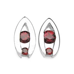 Garnet & Sterling Silver Earrings.