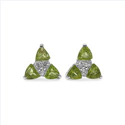 Peridot, Wht Topaz & Sterl. Silver Earrings.