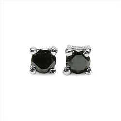 Black Diamond & Sterling Silver Earrings.