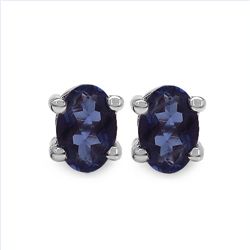 Iolite & Sterling Silver Earrings. 2 oval Iolite stones prong set in .925 Sterling Silver. Iolite to