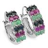 Image 1 : Emerald & Multi-Gem Earrings in Sterl Silver.