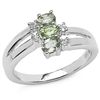 Image 1 : 0.83 CARAT GENUINE GREEN SAPPHIRE & WHITE TOPAZ .925 STERLING SILVER RING