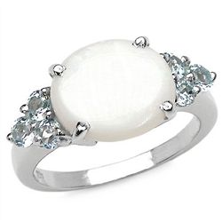 3.52 CARAT GENUINE OPAL & BLUE TOPAZ .925 STERLING SILVER RING