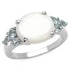Image 1 : 3.52 CARAT GENUINE OPAL & BLUE TOPAZ .925 STERLING SILVER RING