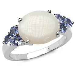 3.52 CARAT GENUINE OPAL & TANZANITE .925 STERLING SILVER RING