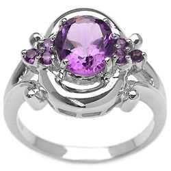 2.10 CARAT GENUINE AMETHYST .925 STERLING SILVER RING
