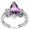 Image 1 : 1.65 CARAT GENUINE AMETHYST & WHITE TOPAZ .925 STERLING SILVER RING