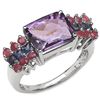Image 1 : 3.49 CARAT GENUINE MULTI STONE .925 STERLING SILVER RING