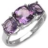 Image 1 : 4.32 CARAT GENUINE AMETHYST & WHITE TOPAZ .925 STERLING SILVER RING
