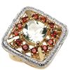 Image 1 : 4.58 CARAT GENUINE GREEN AMETHYST & GARNET 14K YELLOW GOLD PLATING .925 STERLING SILVER RING