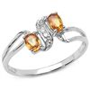 Image 1 : 0.52 CARAT GENUINE ORANGE SAPPHIRE & WHITE TOPAZ .925 STERLING SILVER RING