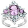 Image 1 : 4.92 CARAT GENUINE AMETHYST & BLUE TOPAZ .925 STERLING SILVER RING