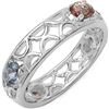 Image 1 : 1.00 CARAT GENUINE BLUE SAPPHIRE & ORANGE SAPPHIRE .925 STERLING SILVER RING