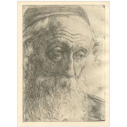 Hermann Struck "Old Jew from Jaffa" original etching