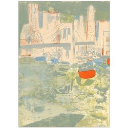 Paul Guiramand Original Lithograph "Le port de New York"