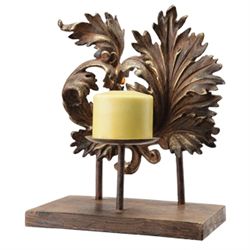 SCROLL & LEAF PILLAR CANDLE HOLDER