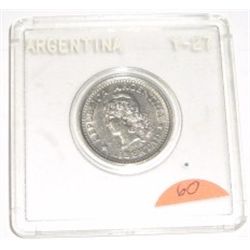 1957 SILVER ARGENTINA 20 CENTAVOS *RARE MS-65 HIGH GRADE!! COIN CAME OUT OF SAFE!!