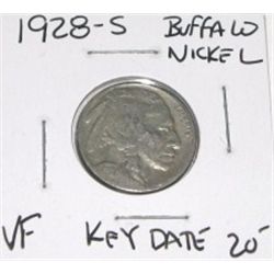 1928-S BUFFALO NICKEL RED BOOK VALUE IS $20.00+ *RARE KEY DATE VERY FINE GRADE*!!