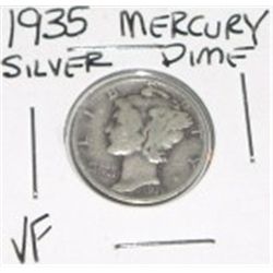 1935 MERCURY SILVER DIME *NICE VERY FINE GRADE*!! DIME CAME OUT OF SAFE!!