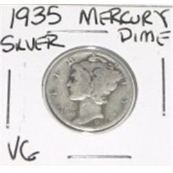 1935 MERCURY SILVER DIME *NICE VERY GOOD GRADE*!! DIME CAME OUT OF SAFE!!