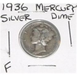 1936 MERCURY SILVER DIME *NICE FINE GRADE*!! DIME CAME OUT OF SAFE!!