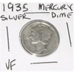 1935 MERCURY SILVER DIME *NICE VERY FINE GRADE*!! DIME CAME OUT OF SAFE!!