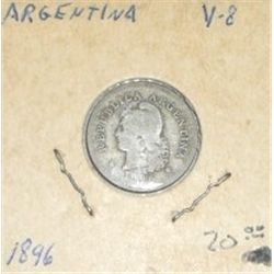 1896 ARGENTINA 10 CENTAVOS *RARE NICE EARLY VERY GOOD-8 GRADE*!! COIN CAME OUT OF SAFE!!
