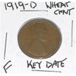 1919-D WHEAT CENT *RARE EARLY KEY DATE FINE GRADE*!! PENNY CAME OUT OF SAFE!!