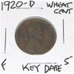 1920-D WHEAT CENT RED BOOK VALUE IS $5.00+ *RARE EARLY KEY DATE FINE GRADE*!! PENNY CAME OUT OF SAFE