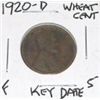Image 1 : 1920-D WHEAT CENT RED BOOK VALUE IS $5.00+ *RARE EARLY KEY DATE FINE GRADE*!! PENNY CAME OUT OF SAFE