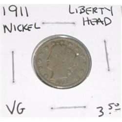 1911 LIBERTY HEAD NICKEL RED BOOK VALUE IS $3.50+ *RARE EARLY VERY GOOD GRADE*!! COIN CAME OUT OF SA