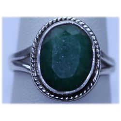 23.30 CTW  EMERALD RING .925 STERLING SILVER