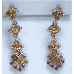 35.25 CTW CITRINE DANGLING EARRING .925 STERLING SILVER